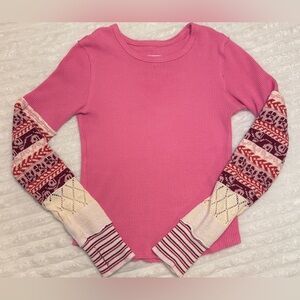 Free People We The Free All In Cuff Top, in Blush Combo, Size Medium